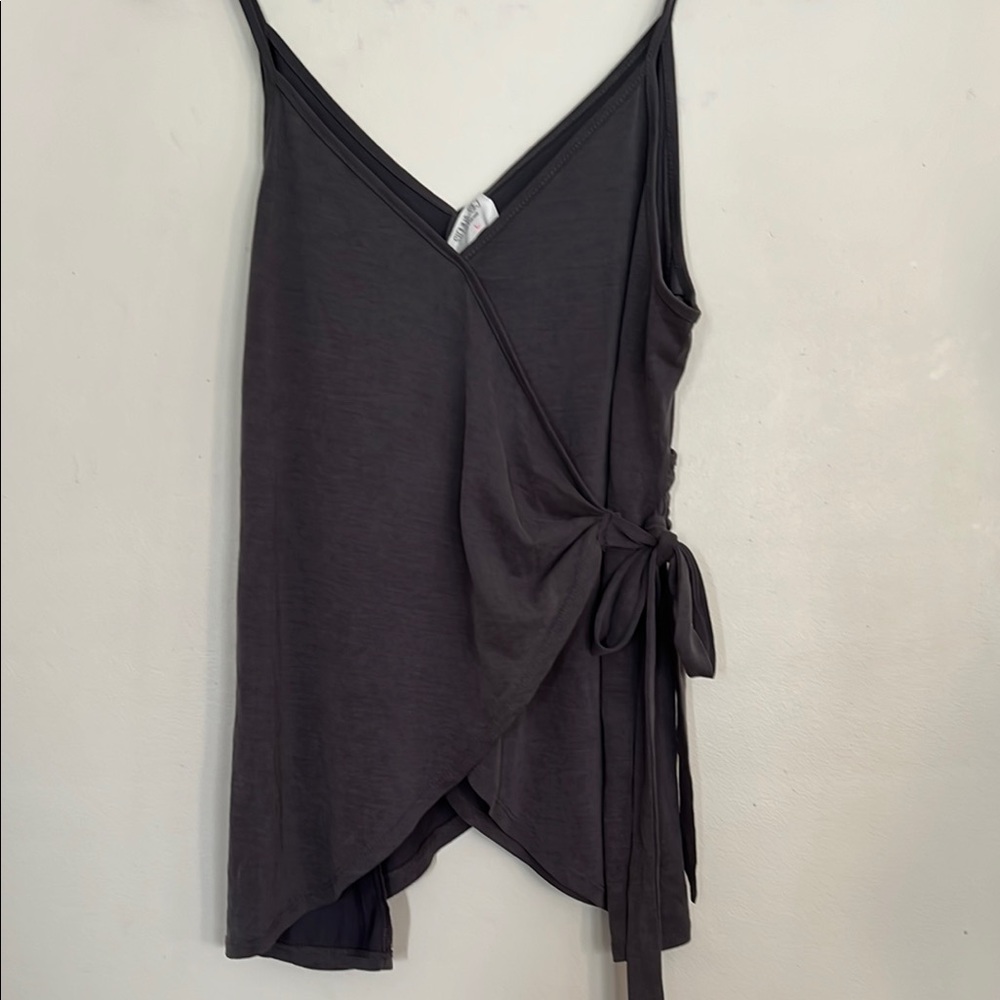 Sienna Sky Gray Asymmetrical Tie Front Camisole